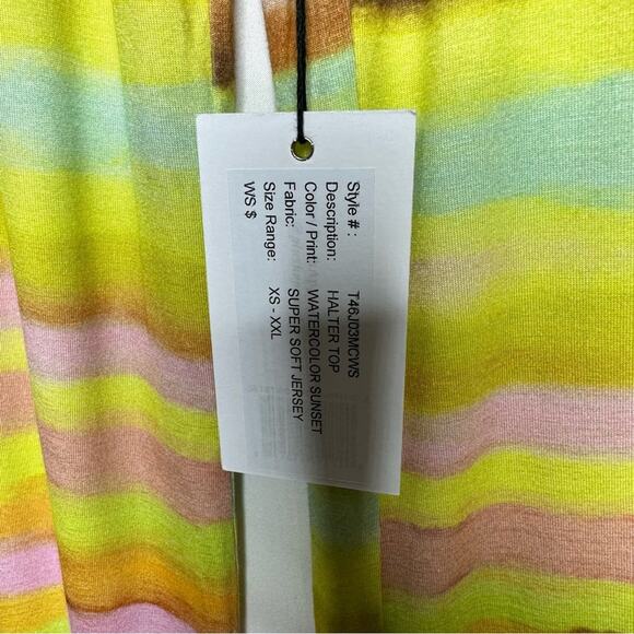 PLUSH Watercolor Sunset Halter Top/Wide Leg Pants NWT in Small - Picture 4 of 8